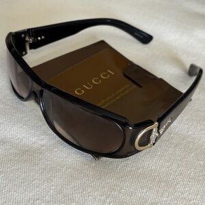 Vintage Gucci Brown Horsebit Sunglasses for Women w/Case, Box, Authenticity Card